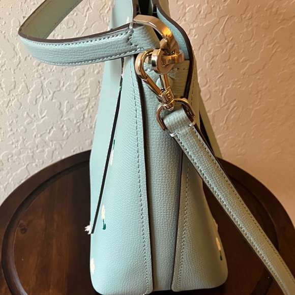 Kate Spade:Darcy Aphrodite Mint Green Floral Small Bucket CrossbodyBag- GoldTone - Picture 8 of 16